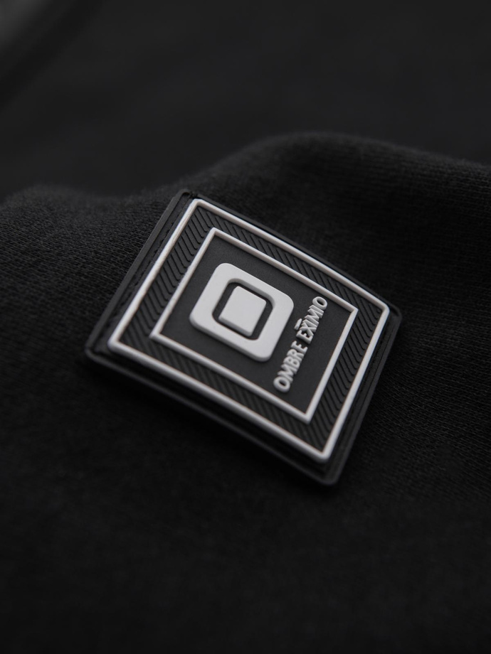 Men's sweatshirt with decorative front zips - black V1 OM-SSNZ-0187
