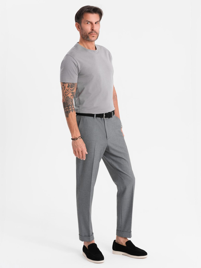 Men's classic cotton BASIC T-shirt - grey V3 OM-TSBS-0236