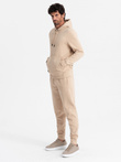 Set trening pentru bărbați BASIC hanorac kangaroo + pantaloni de jogging - bej V6 Z85