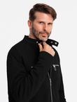 Men's biker jacket with collar and pockets - black V2 OM-JALP-0157