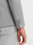 Men's elegant blazer with decorative buttons on cuffs - grey V2 OM-BLZB-0114
