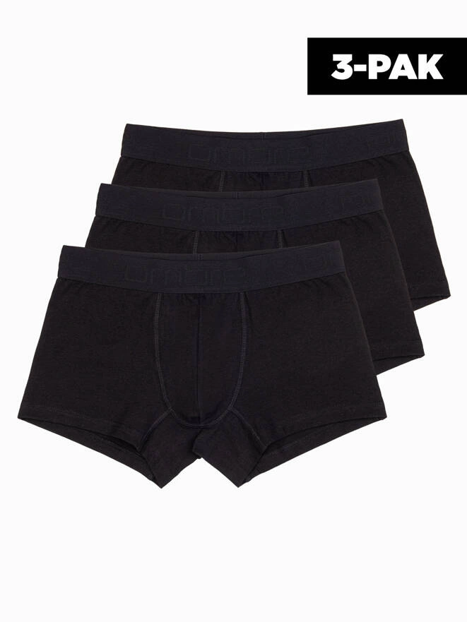 Men's cotton boxer shorts with logo - 3-pack black V1 OM-UNBO-0105