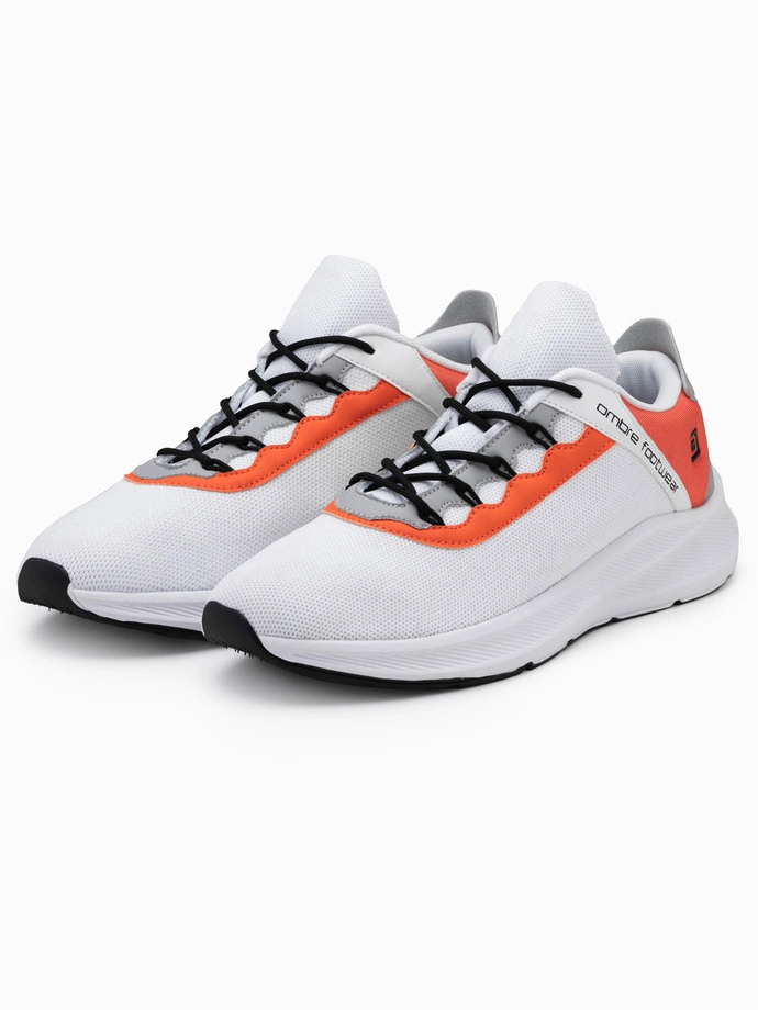 Men's sneakers with neon inserts - white V1 OM-FOKS-0118