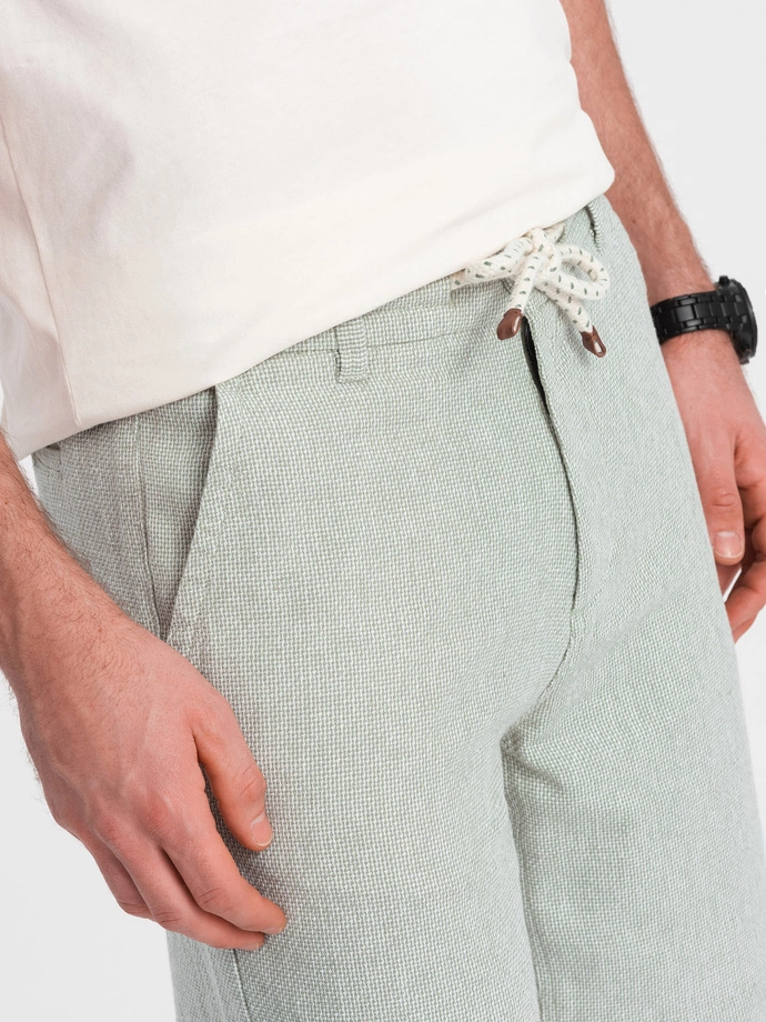Men's knit shorts in linen and cotton - light green V2 OM-SRCS-0130