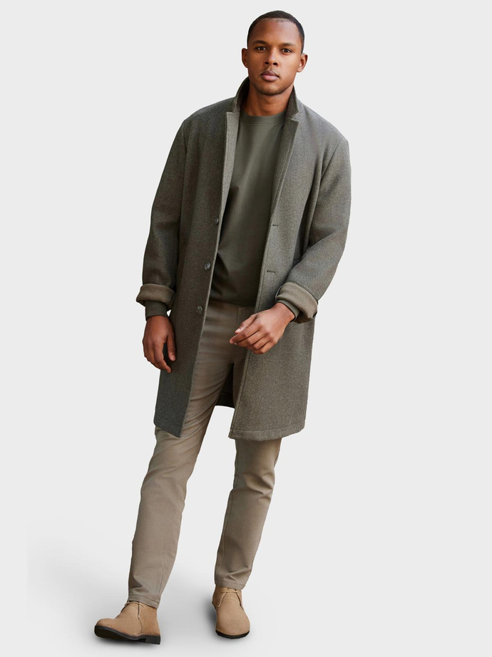 Men's lightweight single-breasted coat - graphite-khaki V6 OM-COWC-0104