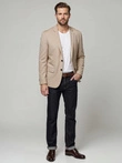 Elegant men's SLIM FIT jacket with rayon - beige V2 OM-BLZB-0135