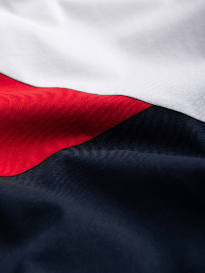Pánské bavlněné tričko v barvách trikolory - bílá a tmavě modrá V3 OM-TSCT-0174