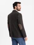 Blazer bărbătesc elegant din amestec de lână - grafit V3 OM-BLZB-0137
