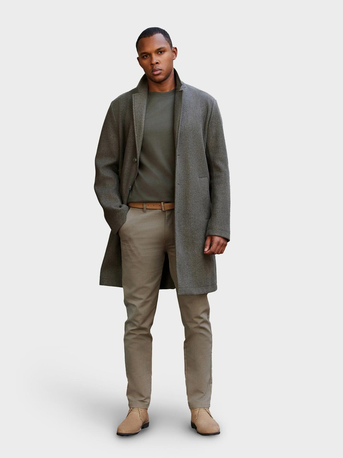 Men's lightweight single-breasted coat - graphite-khaki V6 OM-COWC-0104