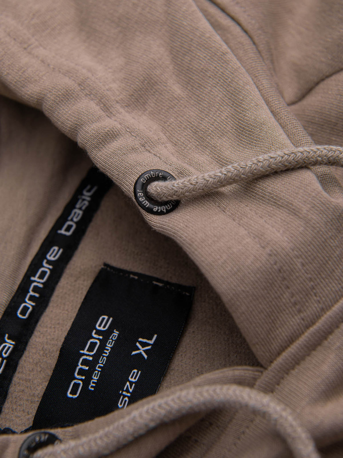 Hanorac cu imprimeu HOODIE pentru bărbați - bej închis V2 OM-SSPS-0152