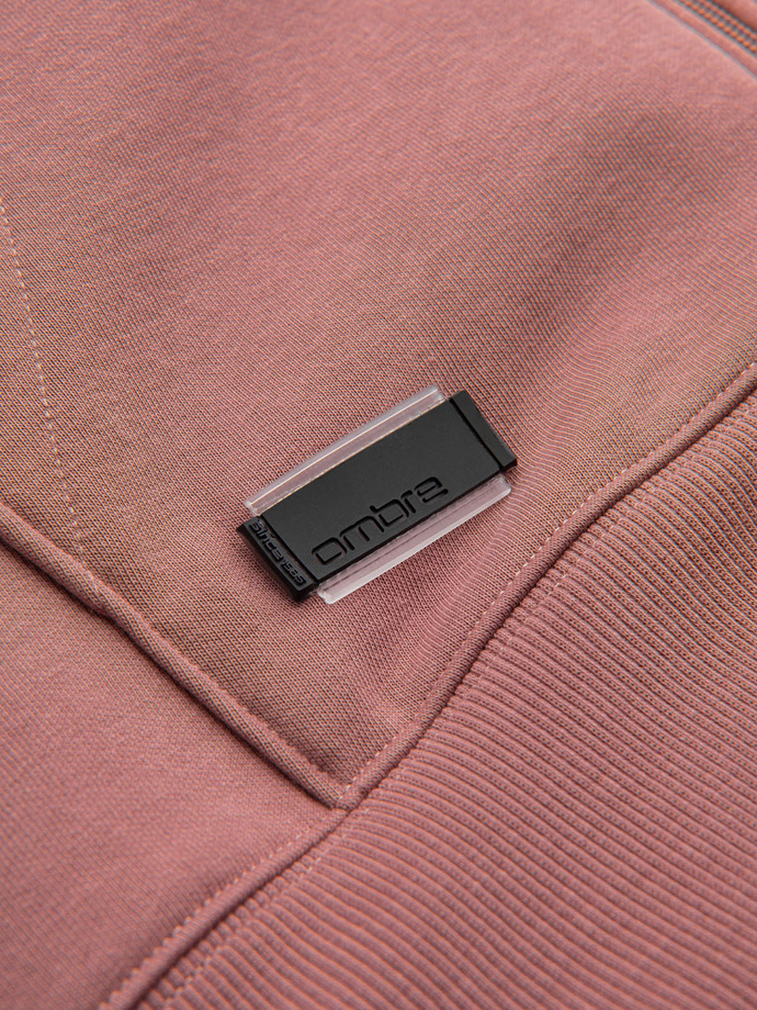 Vyriški medvilniniai BASIC džemperiai be sagų - tamsiai rožinės spalvos V4 OM-SSBZ-0160