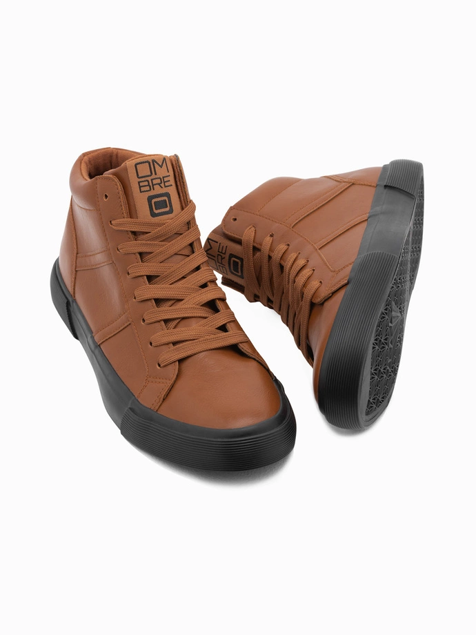 Men's ankle sneakers with contrasting sole - camel V5 OM-FOTH-0124