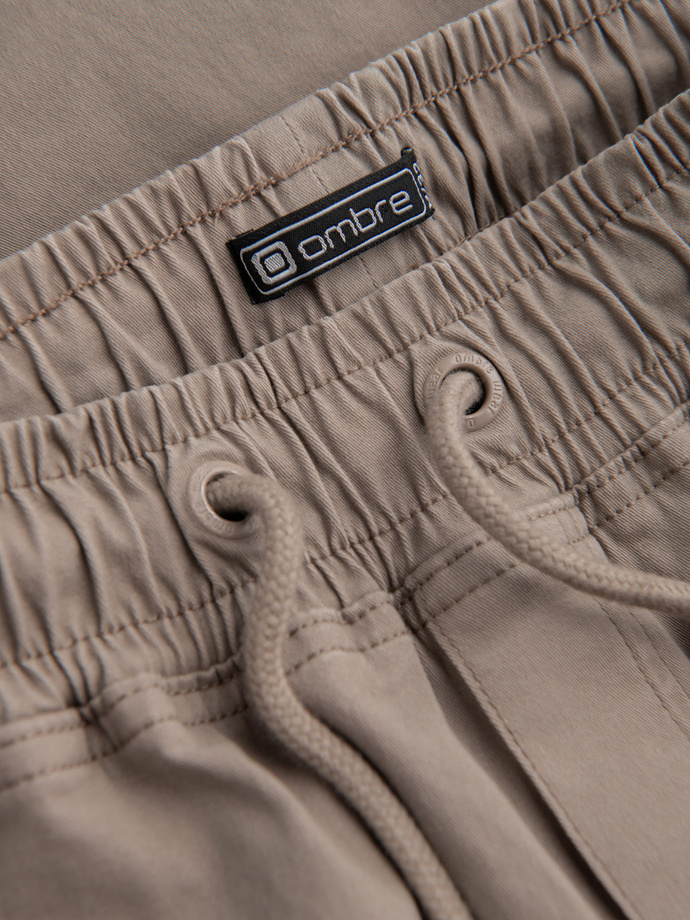 Pantaloni JOGGER pentru bărbați cu buzunare cargo cu fermoar - bej V2 OM-PAJO-0123