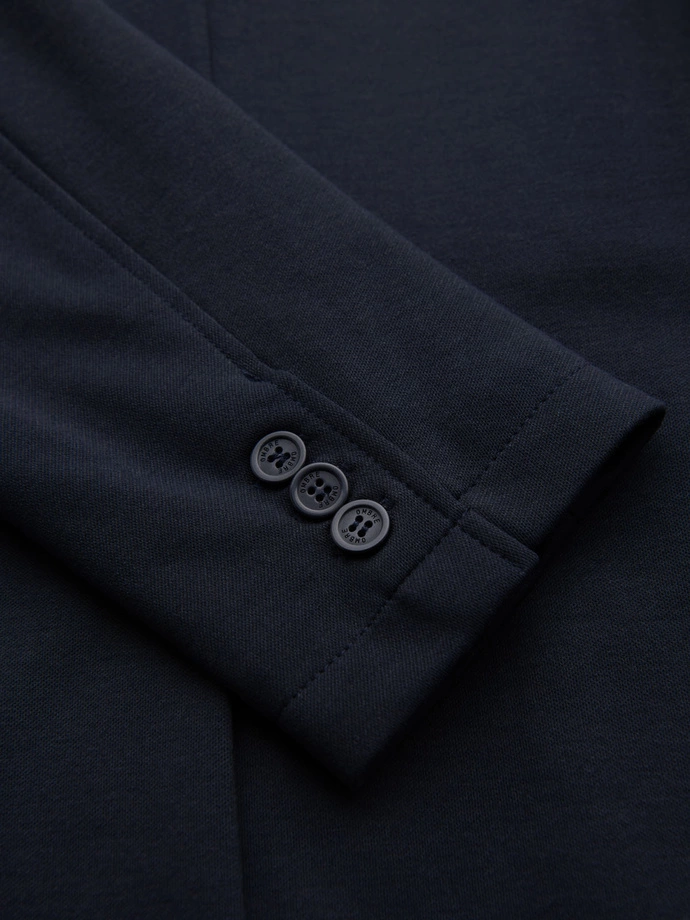 Pánska bunda SLIM z jemne štruktúrovaného úpletu - tmavomodrá V3 OM-BLZB-0101