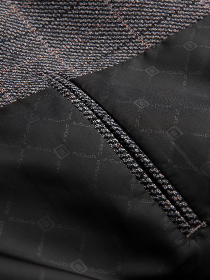 Sacou bărbătească jacquard în carouri fine - grafit V1 OM-BLZB-0119
