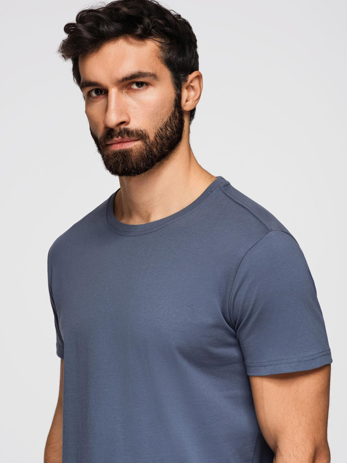 Tricou clasic BASIC din bumbac pentru bărbați - violet V13 OM-TSBS-0146