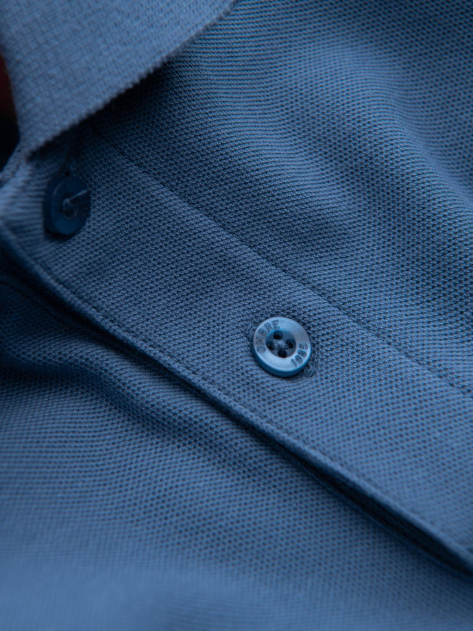 BASIC tricou polo pentru bărbați, tricou piqué monocolor - albastru V16 OM-POBS-0100