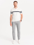 Men's chino pants with decorative waistband - gray V6 OM-PACP-0118