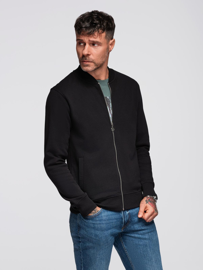 Hanorac bomber din bumbac elastic pentru bărbați - negru V5 OM-SSZP-0215