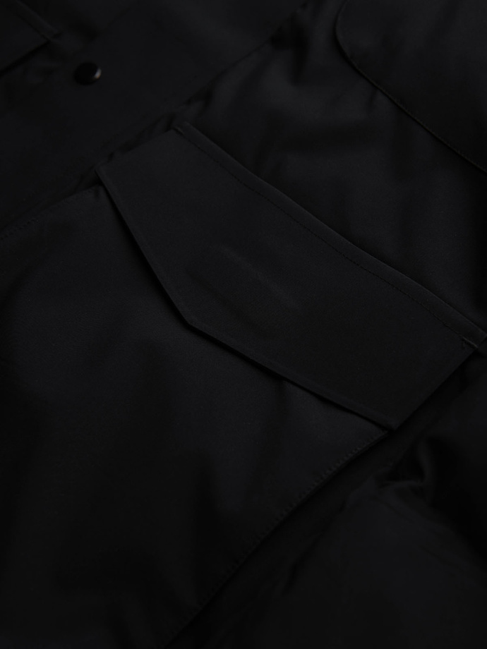 Men's winter jacket with detachable hood in waterproof material - black V3 OM-JAHP-0306