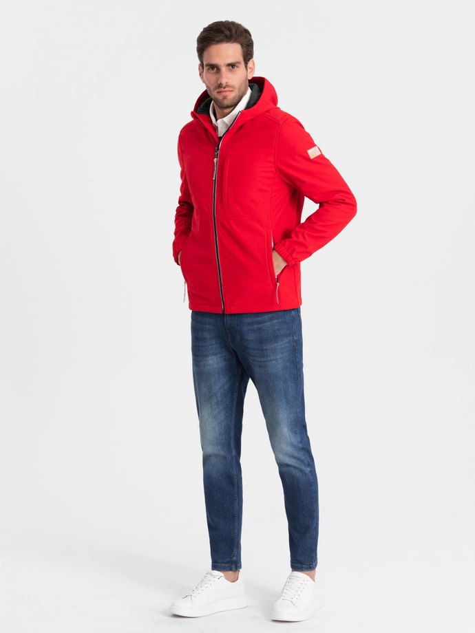 Men's jacket with fleece center SOFTSHELL-red V6 OM-JANP-0137