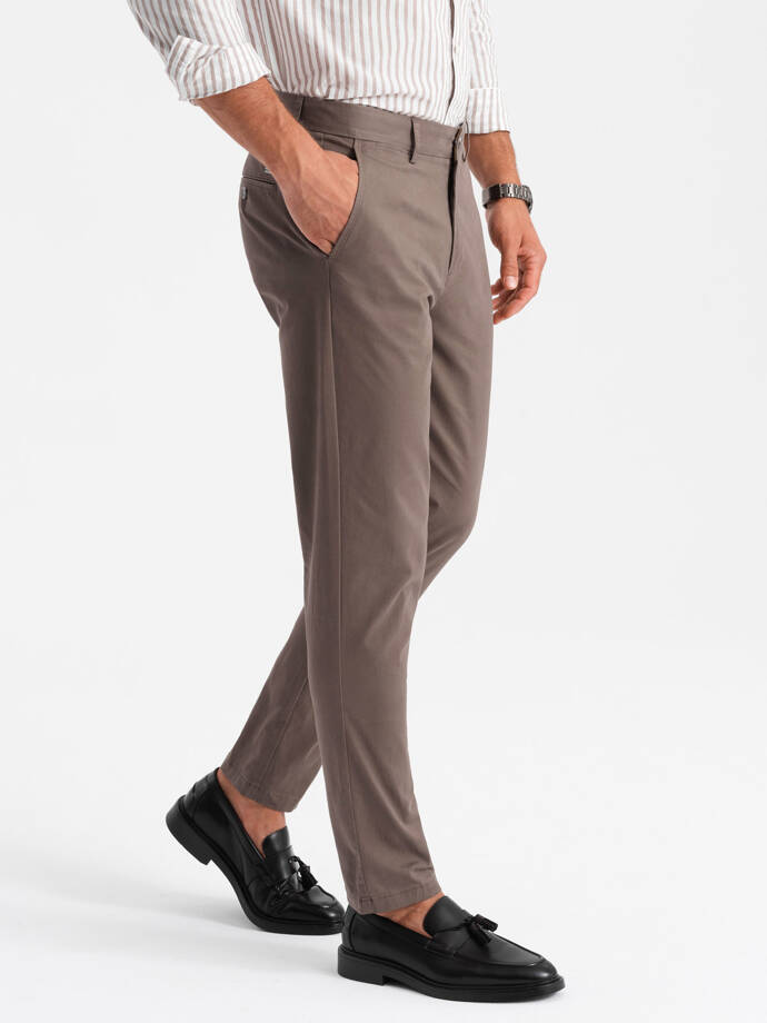 Vyriškos uniforminės chino kelnės REGULAR FIT - rudos V1 OM-PACP-0183