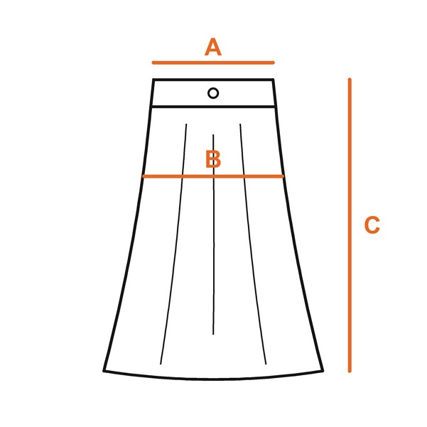 Zeichnung mit den Maßen A, B, C…
