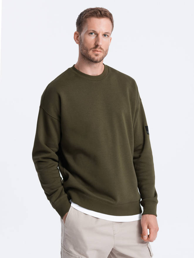 Hanorac pentru bărbați OVERSIZE cu imitație de tricou - olive V4 OM-SSNZ-0126