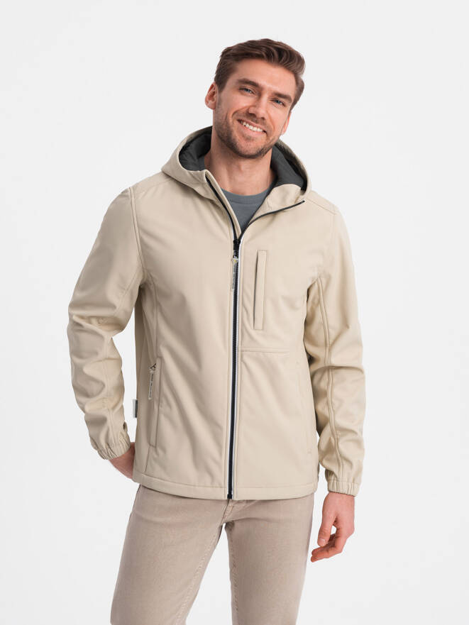 Jachetă bărbătească SOFTSHELL cu centru din fleece - nisip V4 OM-JANP-0137