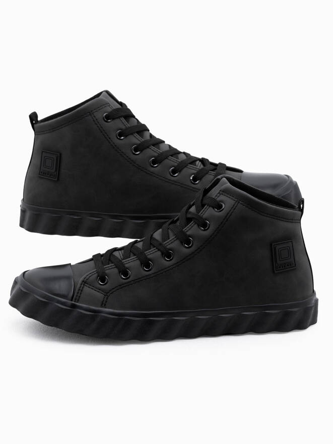 Pantofi sport de bărbați cu talpă decorativă ondulată - negru V5 OM-FOTH-0126