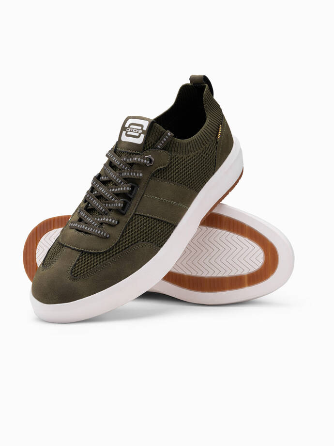 Adidași slip-on din țesătură structurată pentru bărbați - olive V2 OM-FOSL-0154