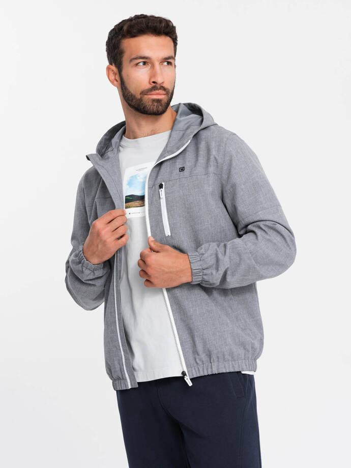 Jachetă sport ușoară pentru bărbați cu căptușeală fleece - gri V3 OM-JANP-0136