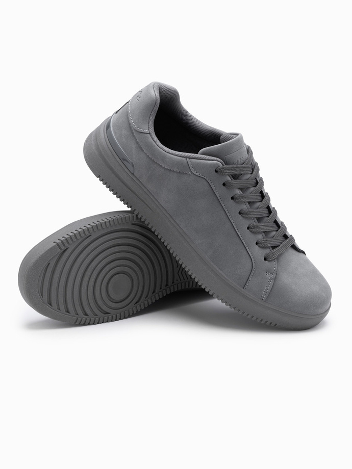 Pantofi bărbătești casual solid eco nubuc - gri V3 OM-FOCS-0151