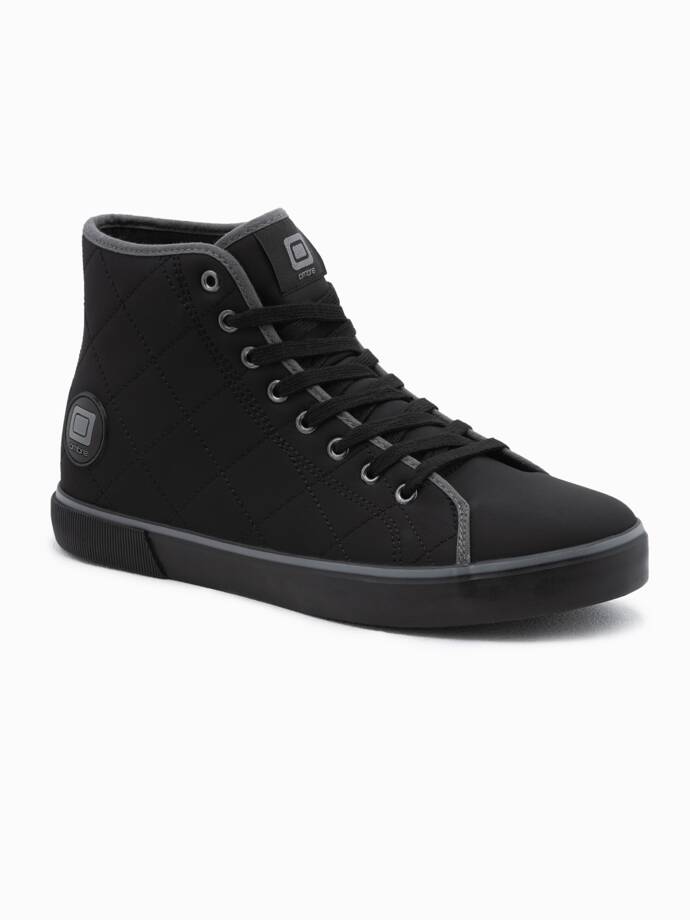 Pantofi de gleznă pentru bărbați cu matlasare decorativă - negru OM-FOTH-22FW-003