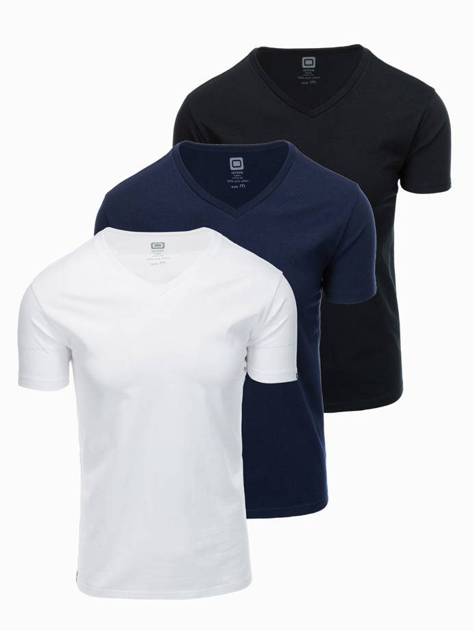 V-NECK set de tricouri din bumbac V-NECK set de 3 bucăți - mix V12 Z29